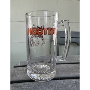 Hooters Mug Lg Jumbo Size Clear Bar Glass‎ Barroom Beer Mug w/ Owl Logo Barware
